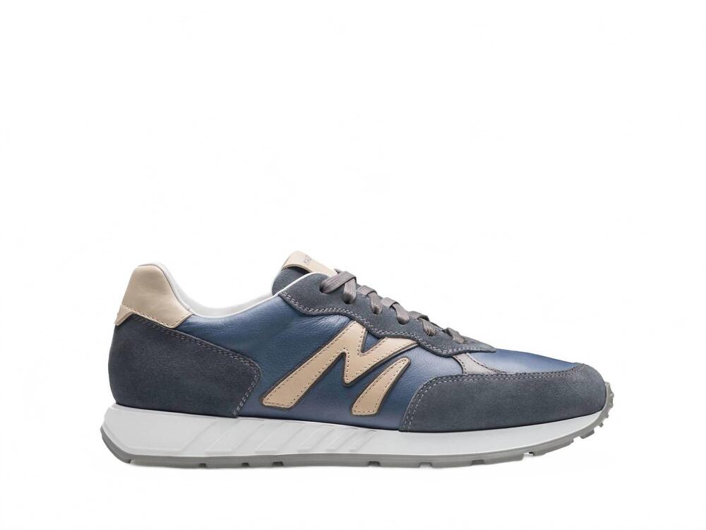 NEW MAGNANNI men's yoki sneakers in indigo suede / cream